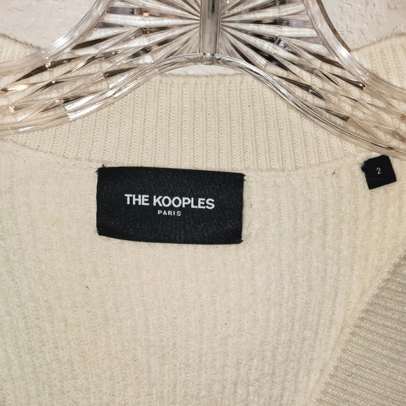 The Kooples Rib Merino Wool Cardigan in Cream - Picture 14 of 16